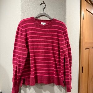 EUC J Crew Striped Pink Sweater - Extra Soft Yarn